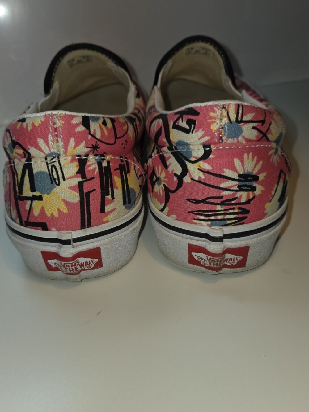 Vans Pink Floral Graffiti Slip-On Sneakers - Picture 3 of 8